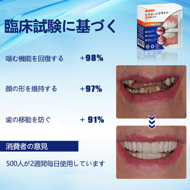 CleraLuxe®シリコーン義歯定規セット（✅ 試験済み・信頼の品質・歯科医師推奨）🔥